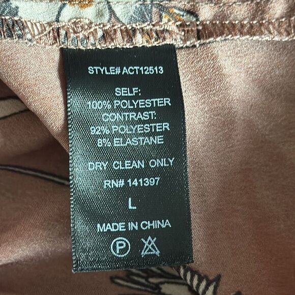 ASTR The Label Floral Drape Front Long Sleeve Bodysuit Mauve Mesh Bottom Size L - Picture 9 of 10